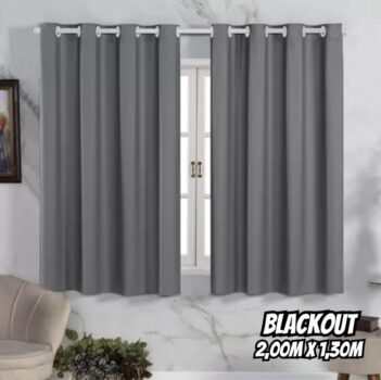 Cortina Blackout de PVC 2,00m x 1,30m Cinza Corta Luz - Feffo Cortinas