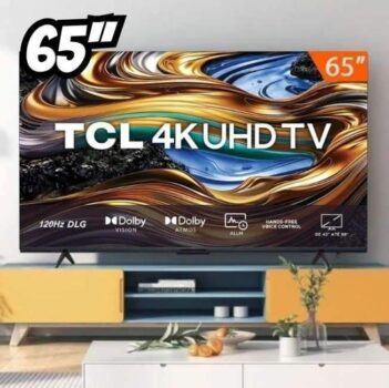 Smart TV 65” 4K UHD TCL 65P755 com Processador AIPQ, Google TV, Wi-Fi, Bluetooth, Google Assistente, Dolby Vision e Atmos