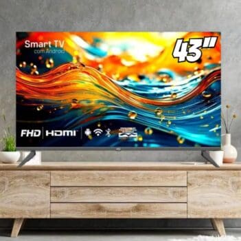 Smart TV HQ 43" Full HD tela sem bordas Android 12 design Slim HQS43NKHM