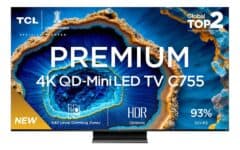 Promotop: As melhores Promoções,cupons e descontos! TCL Smart TV Premium 4k QD Mini Led 75C755 Google Tv Dolby Chumbo