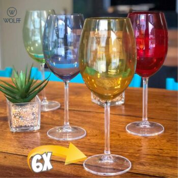 WOLFF - Conjunto 6 Taças de Cristal Ecológico Banquet Amarela 580ml para Vinho