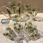 1 Jarra E 6 Taças Palm Hand Painting De Cristal 1,3L – Lyor