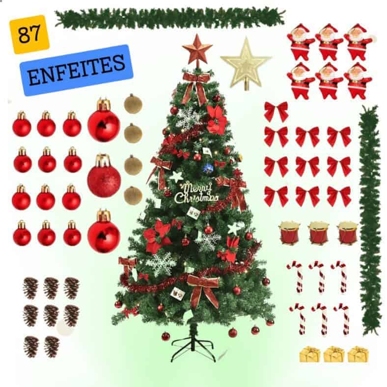 Arvore De Natal Completa Decorada Pronta 150cm Verde Premium - Promotop