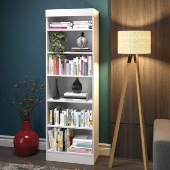 E-led RICHL092 estante para livro com 6 prateleiras multiuso armário organizado cor branco