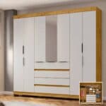 Guarda-roupa Casal com Espelho 7 Portas 4 Gavetas Araplac Lisboa EB24074