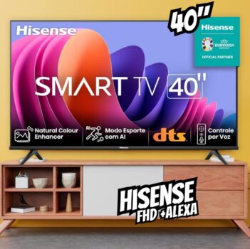 Hisense Smart TV FHD 40" Polegadas 40A4N com DTS Virtual X, Game e Sports Mode, Controle por Voz, Share to TV e Compatível com Alexa
