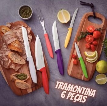 Jogo De Facas Plenus 6 Peças Colorido P/ Cozinha Tramontina