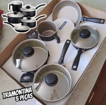 Jogo Panelas Preto 5 Pç Tramontina Turim 20298/061
