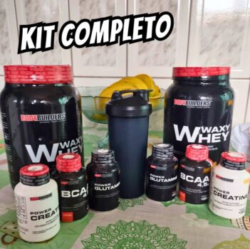 Kit 2x Whey Waxy Whey 900g + 2x BCAA 100g + 2x Creatina 100g + 2x Glutamin 100g + Coq - Bodybuilders