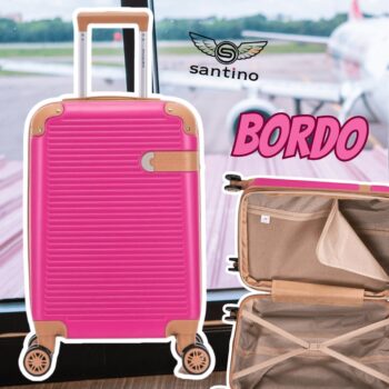 Mala de Viagem de Bordo Nice 10kg Rígida ABS Padrão ANAC com 4 Rodas duplas 360º e Trava de segredo numérico, divisória interna com zíper e elástico de fixação, Magenta, Santino - ABEV407P37