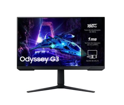 Monitor Samsung Odyssey G3", 27", 180Hz, 1ms,Ajuste de Altura,Freesync,DP,HDMI,FHD, preto