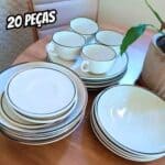 Promotop: As melhores Promoções,cupons e descontos! Aparelho de Jantar e Chá 20 Peças Oxford de Cerâmica Bege e Marrom Redondo Unni Brisa