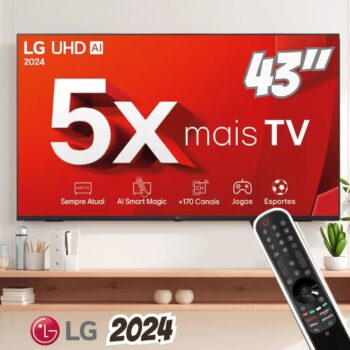 Smart Tv 4k 43″ Lg Uhd 43ut8000 Processador a5 Ger7 AI Alexa Chromecast integrado Otimizador de Jogos webOS 24 compatível com Controle Smart Magic