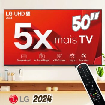Smart TV 4K 50" LG UHD 50UT8050 Processador α5 Ger7 webOS 24 Bivolt Controle Smart Magic