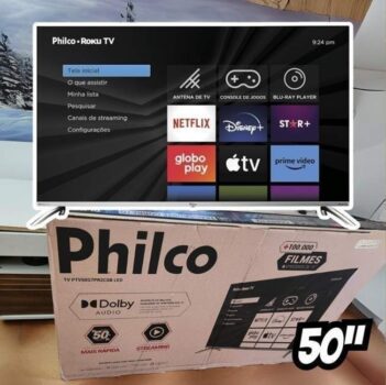 Smart TV 50" LED UHD 4K Philco PTV5 0G7PR2CSB com HDMI, USB, Wi-Fi e Dolby Audio