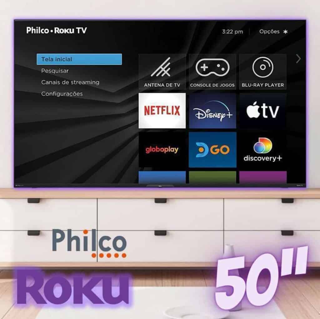 Smart TV 50” Philco PTV50G7PR2CSB 4K Roku TV Led Dolby Audio - Promotop