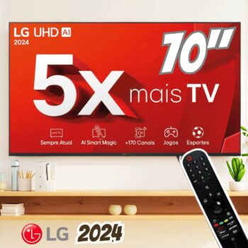 Smart TV 70" 4K LG Ultra HD 70UT8050 com Processador a5 Ger7 AI, Alexa/Chromecast integrado, Otimizador de Jogos, webOS 24 e Controle Smart Magic