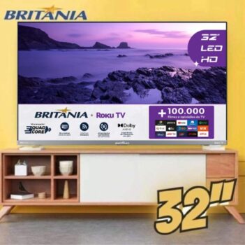 Smart TV Britânia 32″ HD LED Dolby Audio Roku TV 3 HDMI 2 USB BTV32G7PR2CSGBLH