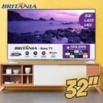 Smart TV Britânia 32 Polegadas HD LED Dolby Áudio Roku TV 3 HDMI 2 USB BTV32G7PR2CSGBLH