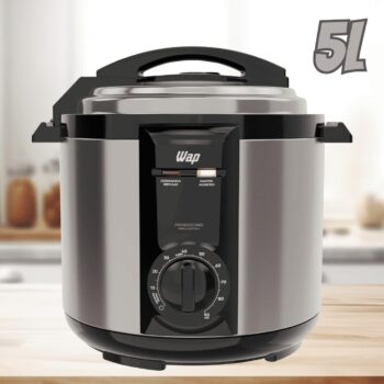 WAP Panela de Pressão Elétrica em Inox WPPE2 5 Litros, Revestimento Antiaderente, 9 Dispositivos de Segurança, 900W 220V