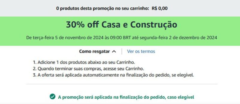 30% off Casa e Construção - Amazon