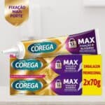 Corega Ultra Creme Fixador de Próteses Dentárias, Sem Sabor, Forte Fixação o Dia Todo, Kit 2 Unidades, 70g cada