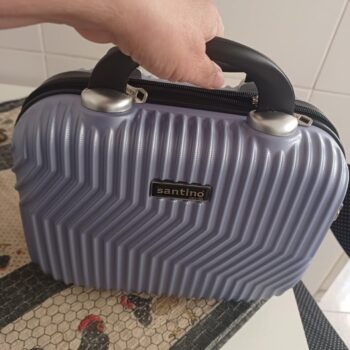 Frasqueira Necessarie de Viagens Geometric Pequena de mão ABS Rígida Fechamento em Ziper com Organizador Interno, Marrom, Santino - ASAF7003P