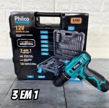 Furadeira Martelete Parafusadeira Sem Fio De 10mm Philco PPF03 12v Cor Azul Frequência 60Hz 110V/220V