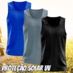 Kit 3 Regatas Dry Fit Lisa Básica Proteção Solar UV Térmica Camiseta Treino Academia Ciclismo 834