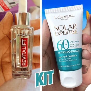 Kit L'Oreál Paris Sérum Revitalift Hialurônico 30ml + Solar Expertise facial Antioleosidade FPS60 25g