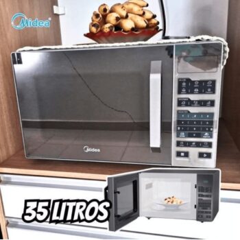 Micro-ondas 35l Prata Porta Espelhada Grill Smartplate Midea