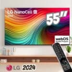 Smart TV 4K 55" LG NanoCell 55NANO80T Processador α5 Ger7 AI Hub de Esportes Alexa/Chromecast integrado webOS 24 Controle Smart Magic