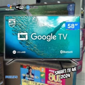 Smart TV 58" 4K UHD D-LED Philips Série 7019 58PUG7019/78 Wi-Fi Bluetooth Google Assistente 3 HDMI 2 USB