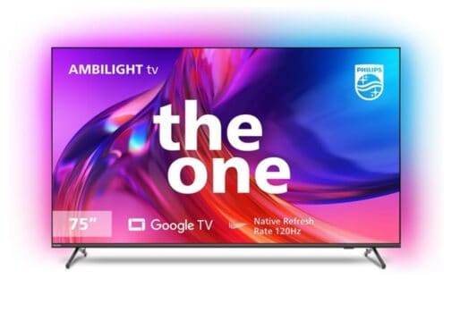 Smart TV 75" 4K 120 Hz Philips THE ONE 75PUG8808/78, Google TV, Ambilight, P5, DTS Play-Fi, Freesync, Dolby Vision Atmos, 50W RMS 2.1