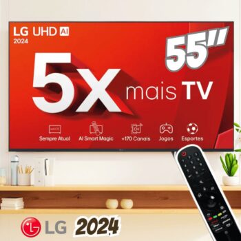 Smart TV LG 55" 4K Ultra HD 55UT8050PSA Processador a5 Ger7 AI Alexa/Chromecast integrado Otimizador de Jogos webOS 24 com Controle Smart Magic