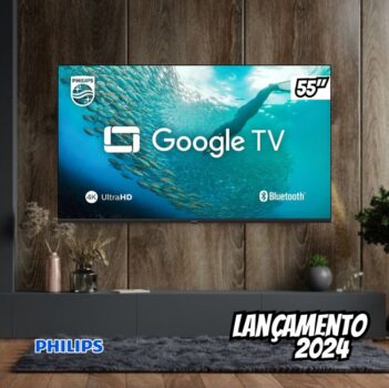Smart TV Philips 55" 4K HDR 55PUG7019/78, Google TV, Comando de Voz