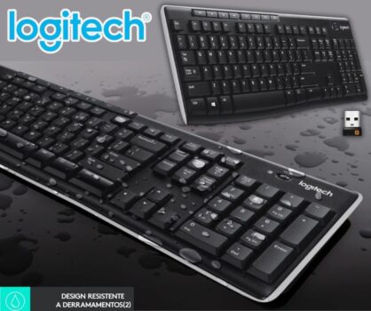 Teclado sem fio Logitech K270 com 8 Teclas Multimídia, Conexão USB, Pilhas Inclusas e Layout ABNT2 - Compatível com PC e Notebook.
