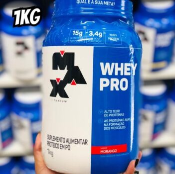 Whey Pro - 1000g Morango - Max Titanium, Max Titanium