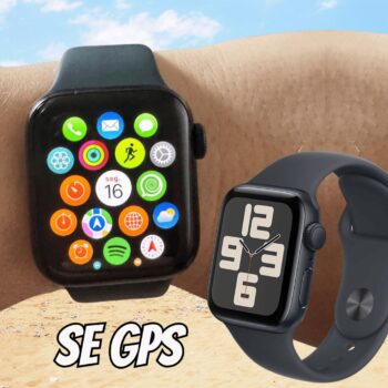 Apple Watch SE GPS • Caixa meia-noite de alumínio – 40 mm • Pulseira esportiva meia-noite – P/M