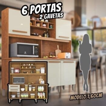 Armário para Cozinha 6 Portas 2 Gavetas Luna Plus - IMOP Móveis