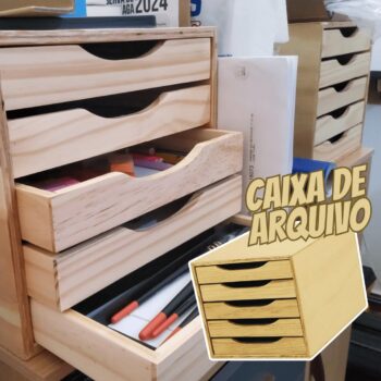 Caixa de Arquivo 5 gavetas, Mad. Pinus Luxo - Souza & Cia, (Ref: 3315)