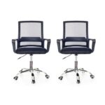 Conjunto 2 Cadeiras de Escritório com Base Cromada Prizi Dali – Preta