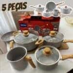 Conjunto De 5 Panelas Gris Brinox Ceramic Life Easy Cinza