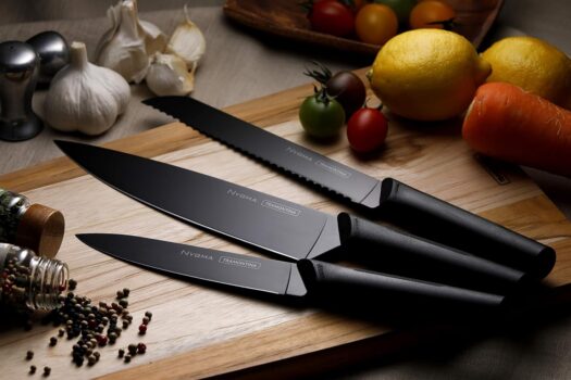 Faca Chef Tramontina Nygma com Lâmina em Aço Inox e Cabo de Polipropileno Texturizado Preto 8"