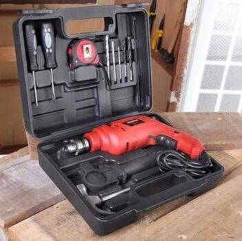 Furadeira De Impacto 3/8 600w Maleta E Kit Mondial Power Tools 127V NFFI-07M Preto e Vermelho