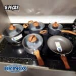 Jogo de Panelas Brinox Antiaderente Ceramic Life 5 Peças Smart Plus C/ Indução Granito