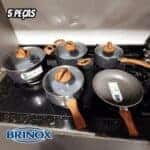 Jogo de Panelas Brinox Antiaderente Ceramic Life Smart Plus com Indução Granito – 5 Peças