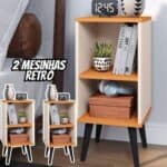 Promotop: As melhores Promoções,cupons e descontos! Kit 2 Mesa de Cabeceira Retrô com Prateleira Charme COR:Kit Chame - Branco