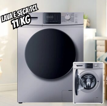 Lava e Seca TCL 11kg C311WDS1 Inverter - Água Quente e Fria Cinza