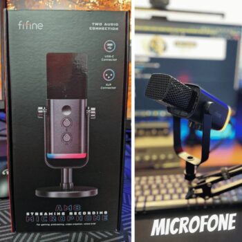 Microfone para jogos FIFINE XLR/USB para streaming de podcasting, microfone RGB para computador PC,com botão ganho,conector monitoramento,para jogadores para gravação de vídeo - AM8 branco
